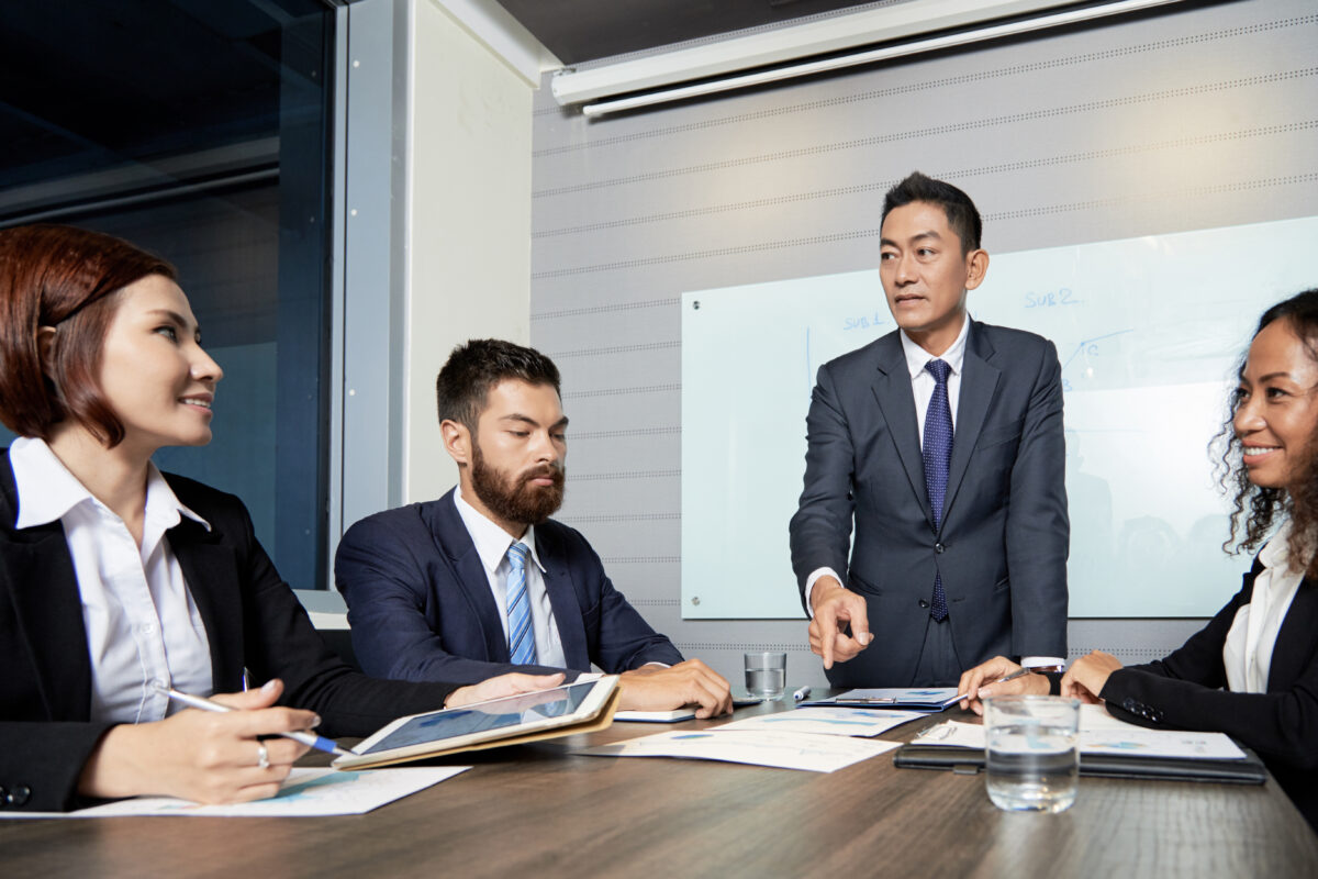 asian businessman pointing