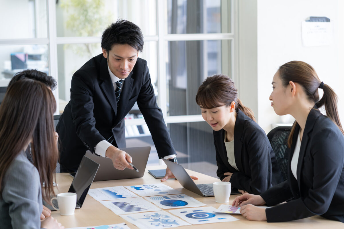asian businessman pointing